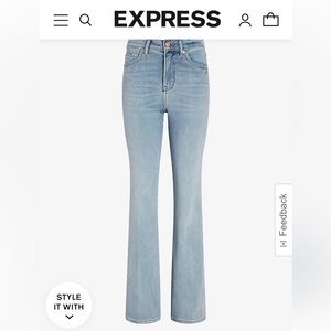 Light denim wash slim stretch flare express jeans